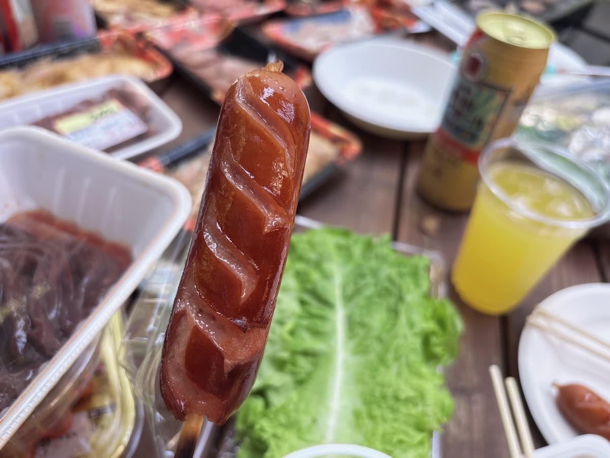 コテージ森林村のBBQ・炭火で焼いたフランクフルト（お客様投稿）